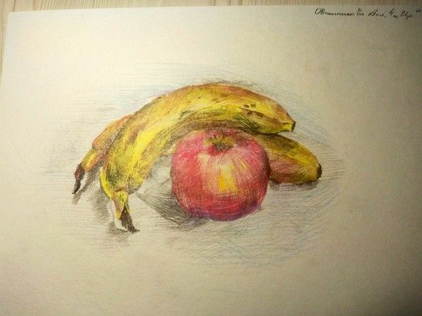 Овчинникова Анна 14 лет<br />"Бананы и яблоки" цв. карандаши